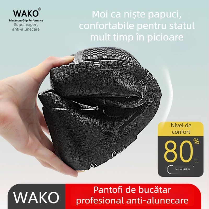 WAKO Pantofi de bucătărie din velur pentru bărbați, anti-alunecare, impermeabili