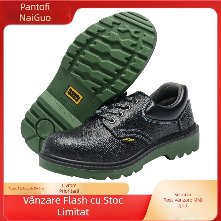 Pantofi de protecție pentru bărbați, talpă PU injectată, vârf din oțel, protecție antișoc și anti-perforație, ușori