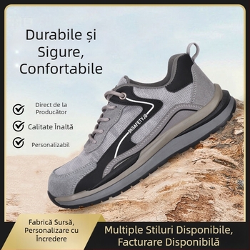 Pantofi de protecție pentru muncă noi, pentru bărbați și femei, cu vârf din oțel, respirabili și rezistenți la abraziune, protecție la impact și perforație pentru șantiere