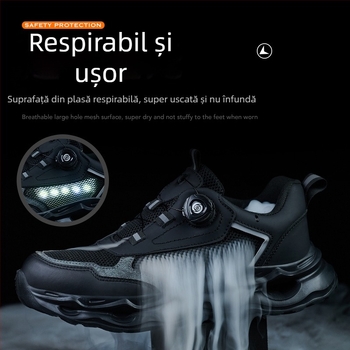 Pantofi de protecție pentru bărbați, vârf din oțel, rezistenți la impact și perforare, ușori, antiderapante pentru ateliere