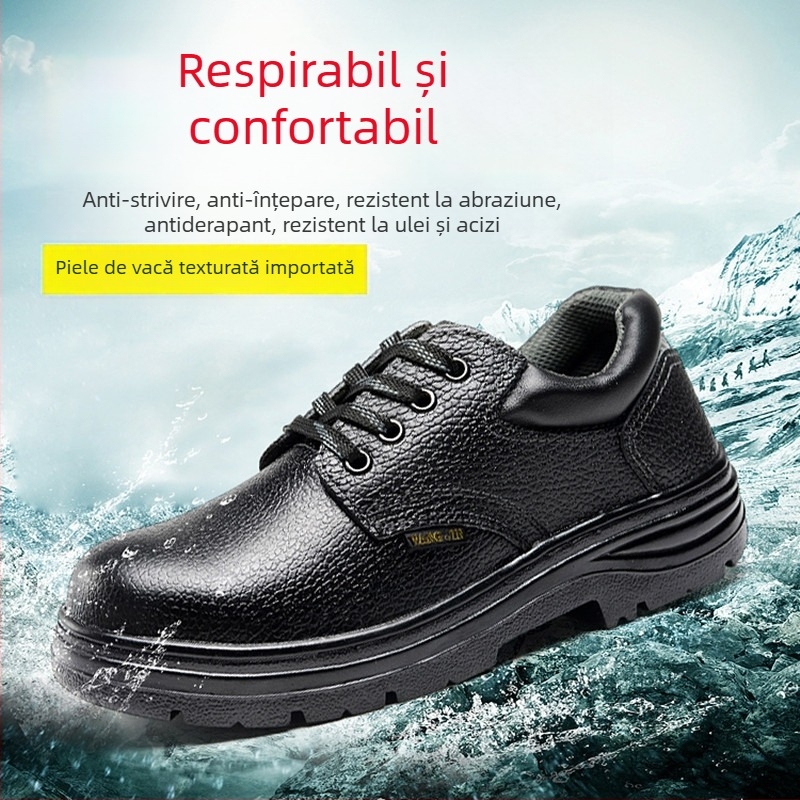 Pantofi de protecție pentru bărbați, pentru construcții — anti-ciocnire și anti-perforație, antiderapant, rezistenți la uzură, anti-arzire, moi și confortabili, pentru toate anotimpurile.