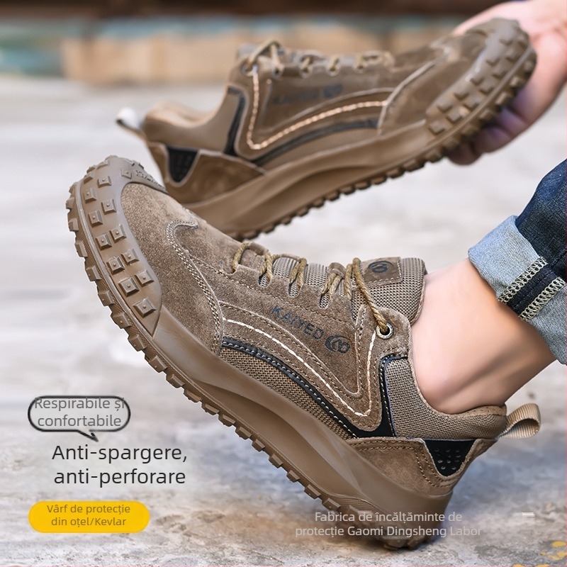 Pantofi de protecție ușori cu vârf din oțel, talpă din cauciuc și Kevlar, protecție la impact și perforare – încălțăminte de lucru pentru șantier