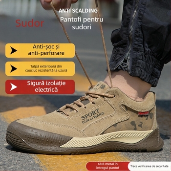 Încălțăminte de protecție pentru bărbați, izolație 6 kV, protecție la lovire și perforare, vârf din plastic, pentru șantier, vară