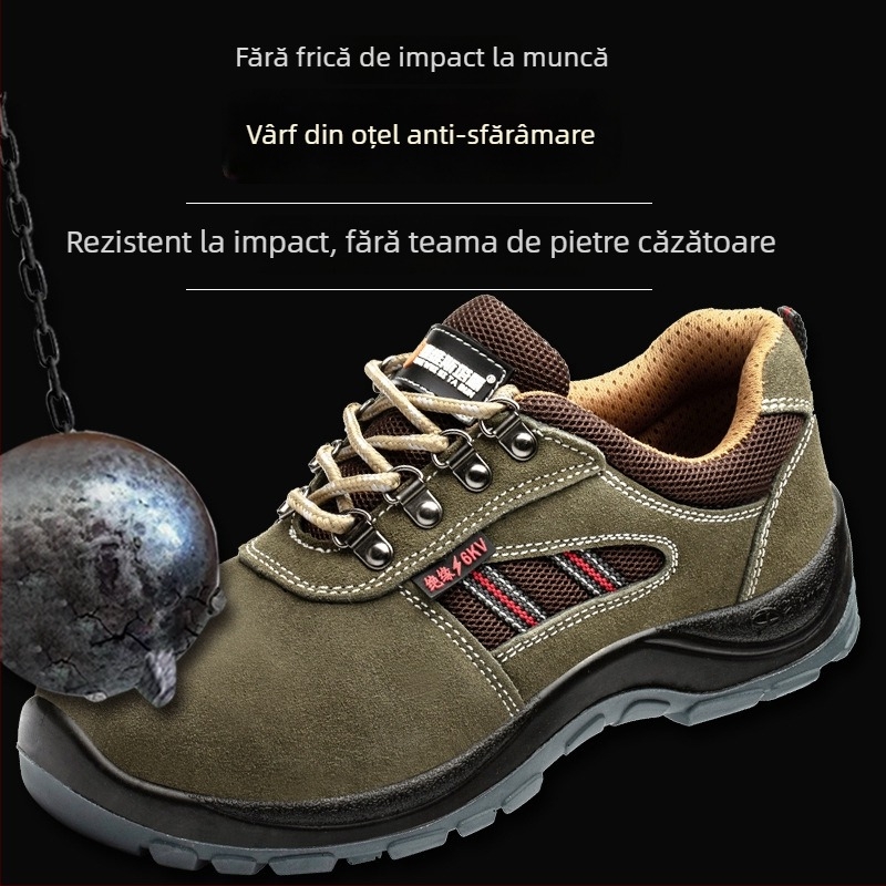 Pantofi de protecție izolați pentru bărbați, vârf din oțel, piele de vită, izolație pentru sudură, iarnă, respirabili, anti miros