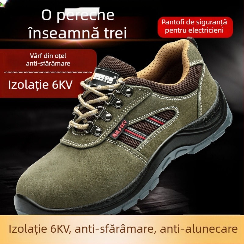 Pantofi de protecție izolați pentru bărbați, vârf din oțel, piele de vită, izolație pentru sudură, iarnă, respirabili, anti miros