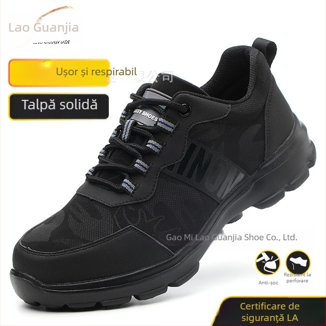 Pantofi de protecție pentru bărbați, vară, respirabili, ușori, cu vârf din oțel, protecție împotriva loviturilor și perforării, rezistenți la uzură