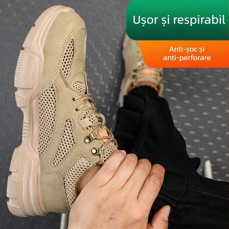 Old Butler pantofi de protecție pentru bărbați, vară, respirabili, cu vârf din oțel, protecție anti-șoc și anti-perforație, talpă ușoară și moale, încălțăminte pentru șantier