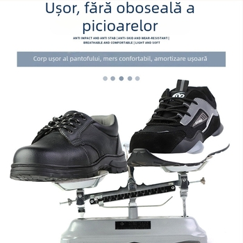 Pantofi de protecție pentru bărbați, ultra-ușori, anti-șoc și anti-perforație, respirabili, talpă groasă, cu vârf de oțel