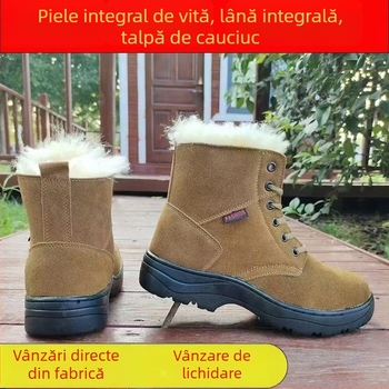 Cizme Martin din piele cu căptușeală de blană, din două straturi de piele, talpă din cauciuc antiderapant, calde și durabile