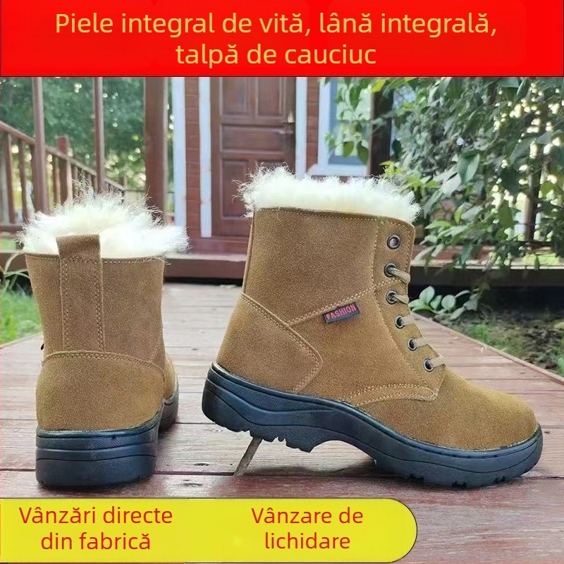 Cizme Martin din piele cu căptușeală de blană, din două straturi de piele, talpă din cauciuc antiderapant, calde și durabile