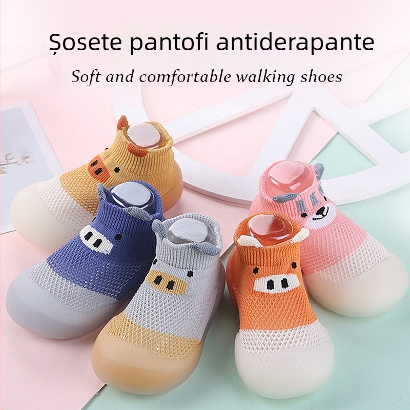 Pantofi ușori pentru bebeluți, cu partea superioară din plasă, antiaderenți, design desen animat, pentru primăvară-toamnă