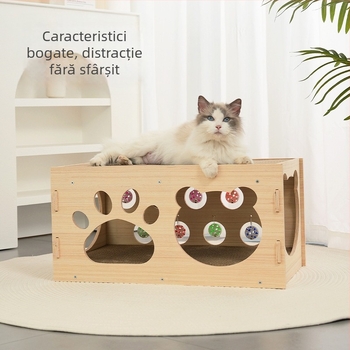 Panou de zgâriere pentru pisici, extra-large, dublu strat, toate într-unul, durabil pentru toate anotimpurile, universal, jucărie tunel pentru pisici