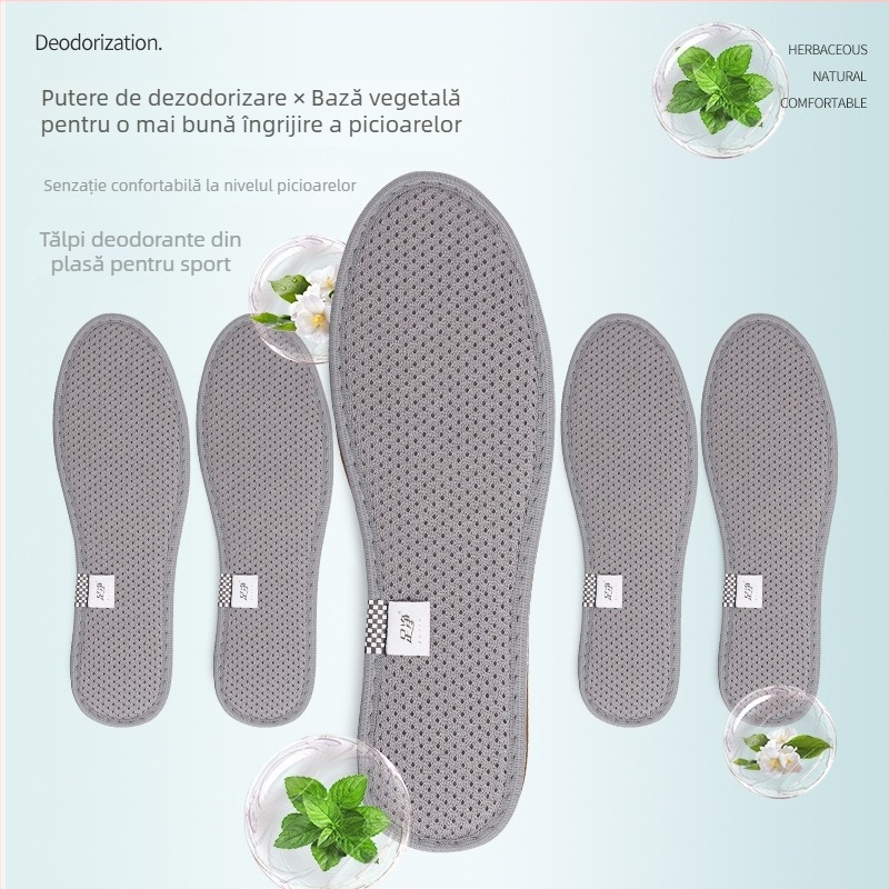 Tălpi cu deodorant pe bază de plante pentru adidași, respirabile, absorbante la transpirație, culoare deschisă