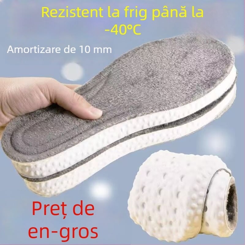 Insoles sport cu căptușeală fleece pentru iarnă – calde, confortabile, unisex, talpă groasă din bumbac pentru perioade îndelungate de stat în picioare