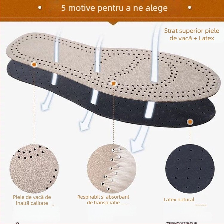 Talpă din piele de vită, dublu strat, deodorantă, respirabilă, absorbantă a transpirației, pentru pantofi sport, din piele, casual și de lucru