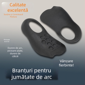 Insert ortopedice pentru corecția arcului la picioare de tip X/O, talpă de jumătate de mărime din TPR, controlul pronării, susținere pentru călcâiul căzut, talpă pentru picioare plate