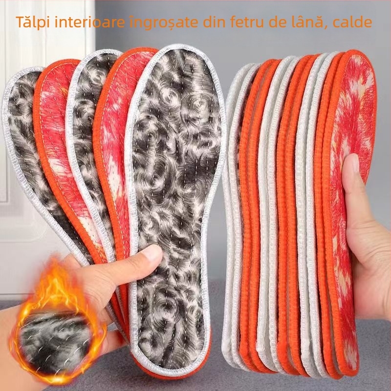 Tălpi de iarnă din fetru de lână, calde, acoperire integrală, anti-derapare, creștere înălțime, amortizare