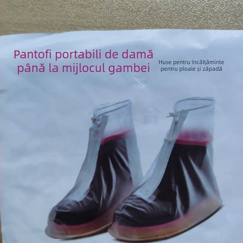 Huse impermeabile pentru pantofi din silicon, pentru ploaie și zăpadă, talpă din plastic groasă, stil coreean, încălțăminte pentru bărbați