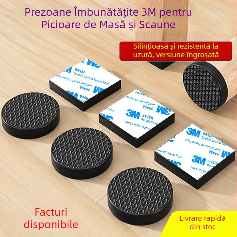 3m Tălpi pentru picioarele mesei, groase, anti-derapare, protecție silențioasă pentru picioarele mobilierului, înălțime adăugată, rezistente la uzură pentru mese și scaune