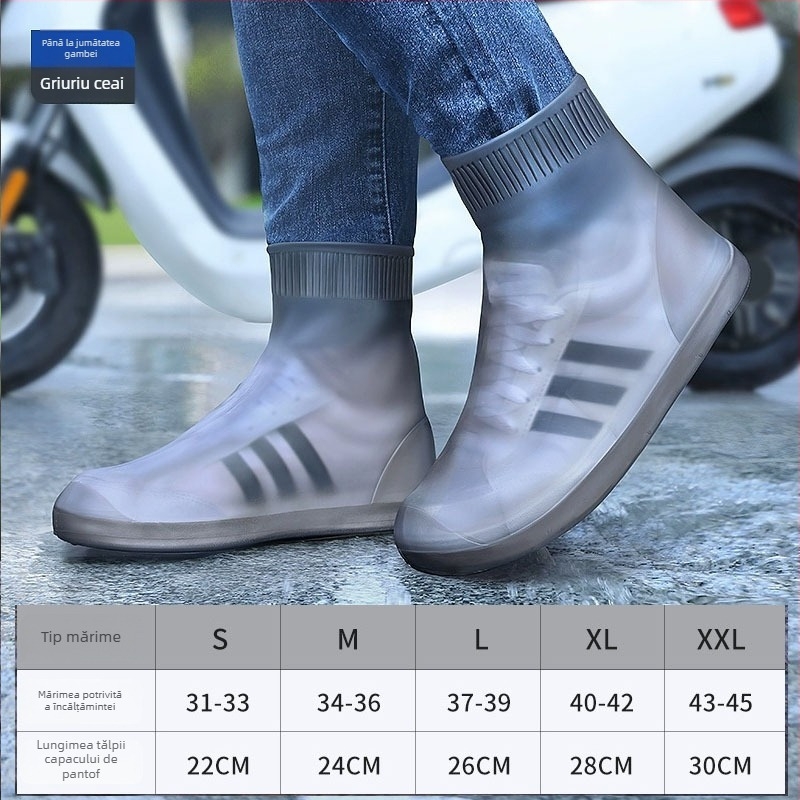 Huse pentru pantofi cu talpă dublă pentru ploaie, PVC, pentru bărbați și femei, îngroșate