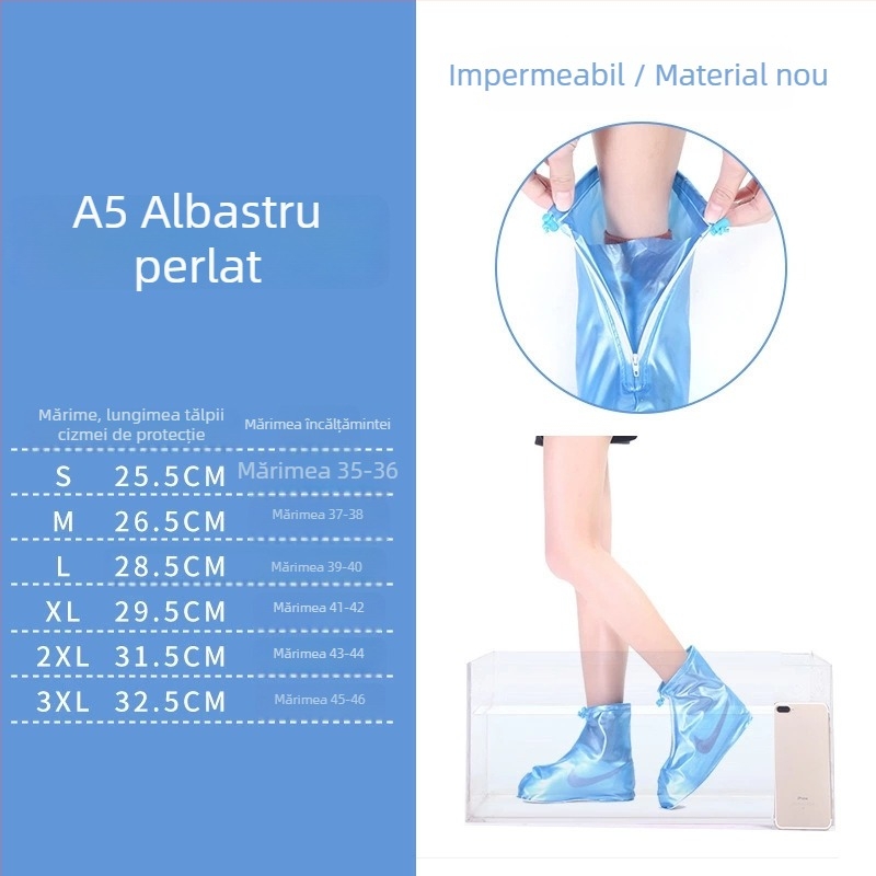 Little Swallow huse impermeabile pentru pantofi, pentru exterior, antiderapante, groase și rezistente la uzură, cu fermoar, de lungime medie, stil lux ușor