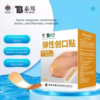 Yunnan Baiyao Taibang bandaje elastice adezive, 100 bucăți, ușoare și respirabile, protecție împotriva frecării la nivelul picioarelor