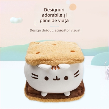 Jucărie de pluș pentru pisică, pisică gri grasă, păpușă din pluș moale