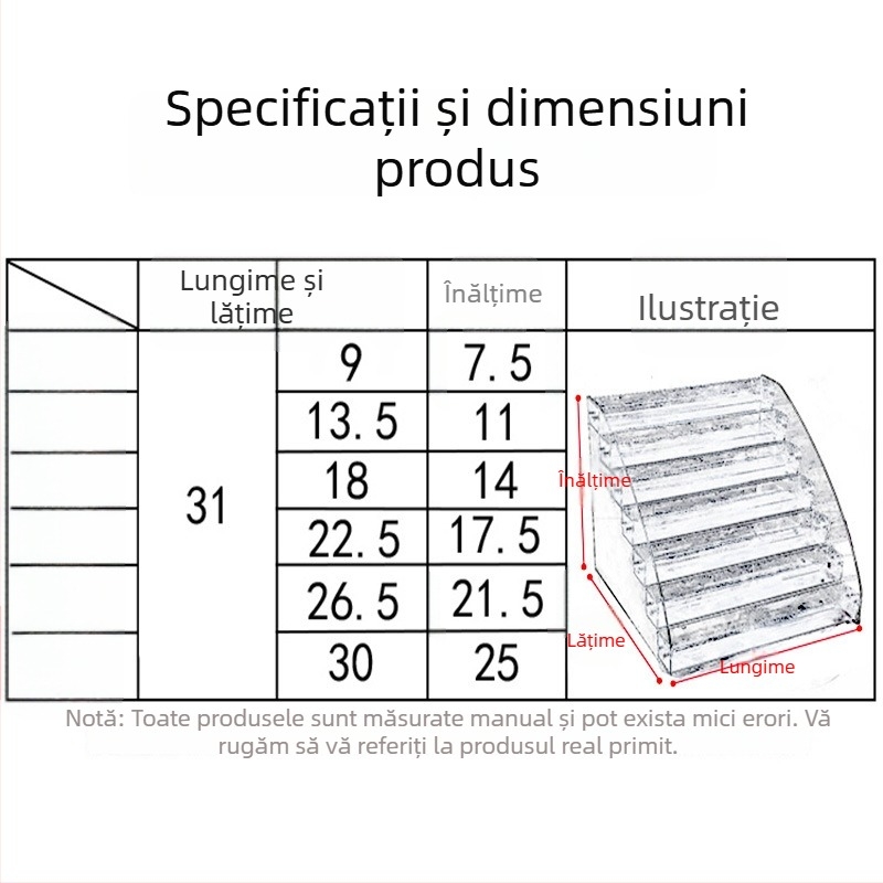 Suport de prezentare pentru ojă, acrilic transparent, scară cu cinci niveluri pentru cosmetice