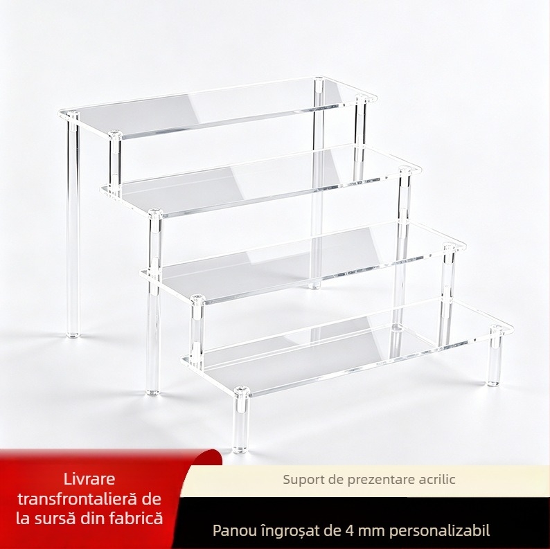 Suport de afișare din acrilic transparent, 4 mm grosime, pentru bijuterii, cosmetice și figurine