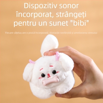Jucărie din pluș Shiba Inu drăguț, coadă care se mișcă, acțiune prin tragerea de șnur