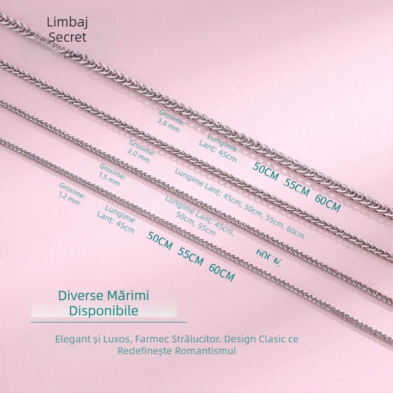 Colier din argint 999, stil Chopin, fără pandantiv, lanț lung și gros, pentru gât sau pulover