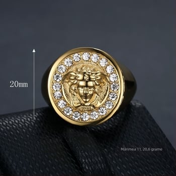 Inel unisex cu mitologie greacă antic, din oțel de titan, placare în vid, stil hip-hop.