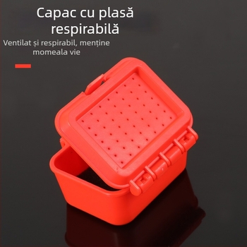 Titan Cutie multifuncțională pentru momeli vii pentru râme și viermi de nisip, cutie umedă izolată și respirabilă pentru echipament de pescuit