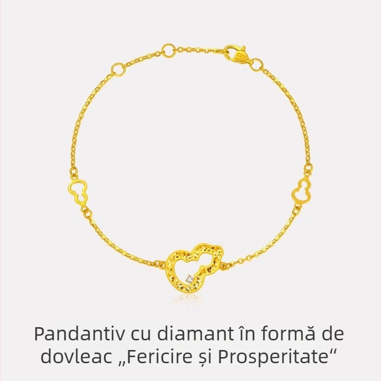 Set de bijuterii pentru femei cu textură de gheață măcinată, colier și brățară cu pandantiv în formă de dovleac și accente de diamante