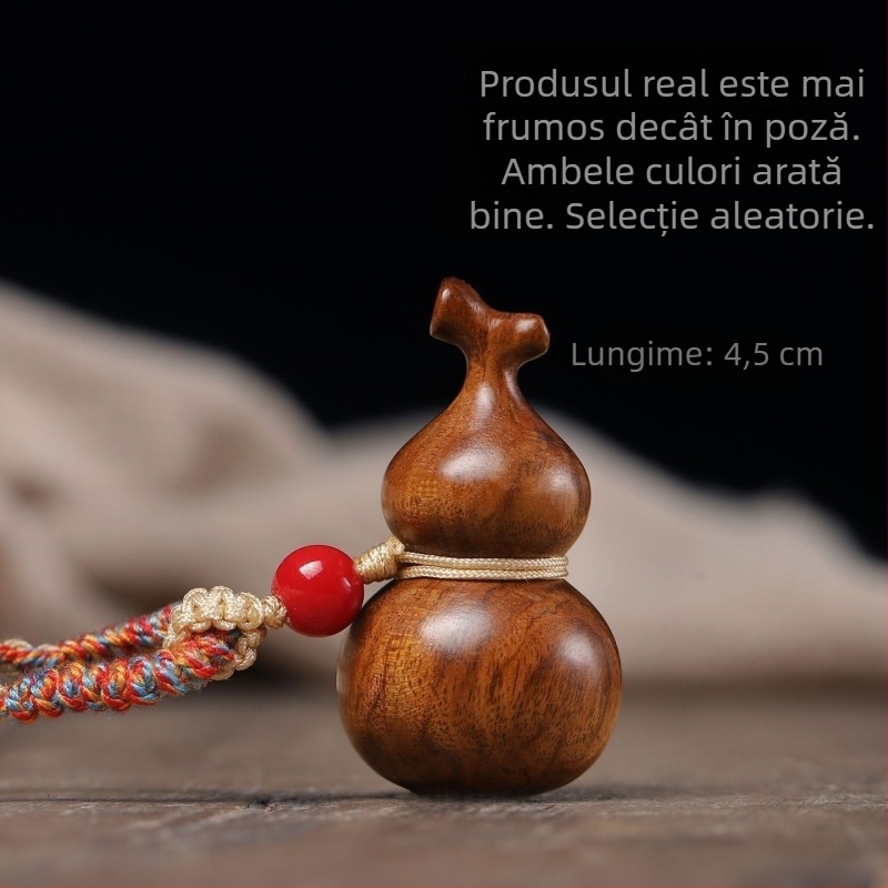 Pandantiv Feng Shui din lemn de piersic, natural și autentic, lucrat manual, finisaj fin, mic pandantiv pentru Anul Calului, accesoriu modern purtabil