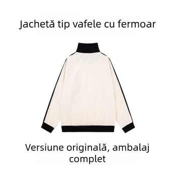 Cardigan waffle cu guler înalt, pentru femei, stil preppy clasic, versatil, început de toamnă