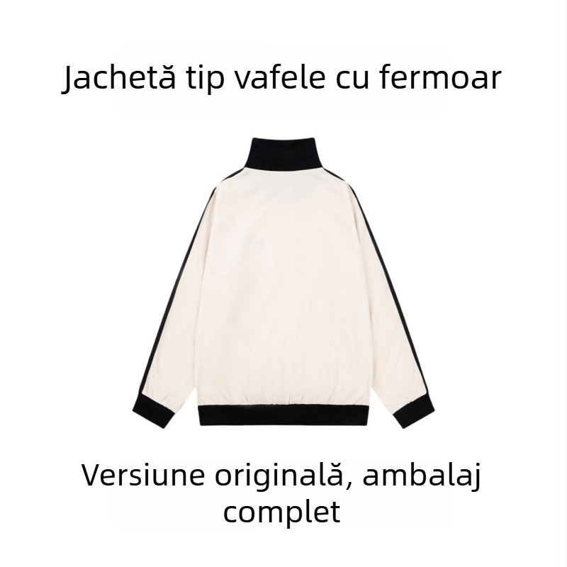 Cardigan waffle cu guler înalt, pentru femei, stil preppy clasic, versatil, început de toamnă