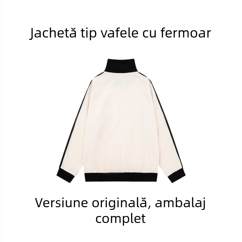 Cardigan waffle cu guler înalt, pentru femei, stil preppy clasic, versatil, început de toamnă