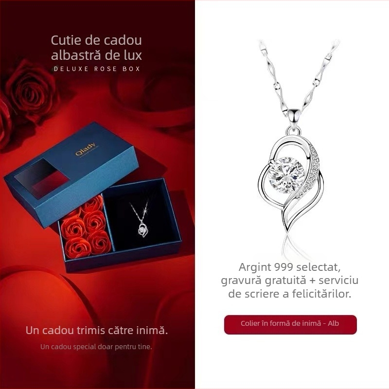 Colier din argint 925 cu inimă pentru femei – design delicat, proaspăt, cadou pentru iubita
