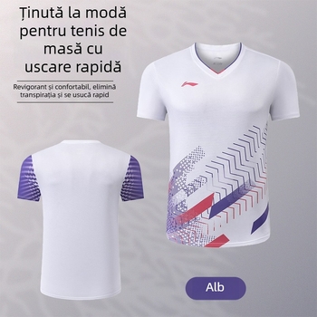 Îmbrăcăminte sport cu uscare rapidă pentru tenis de masă și badminton, unisex, tricou de antrenament cu mânecă scurtă, ținută casual cu imprimeu