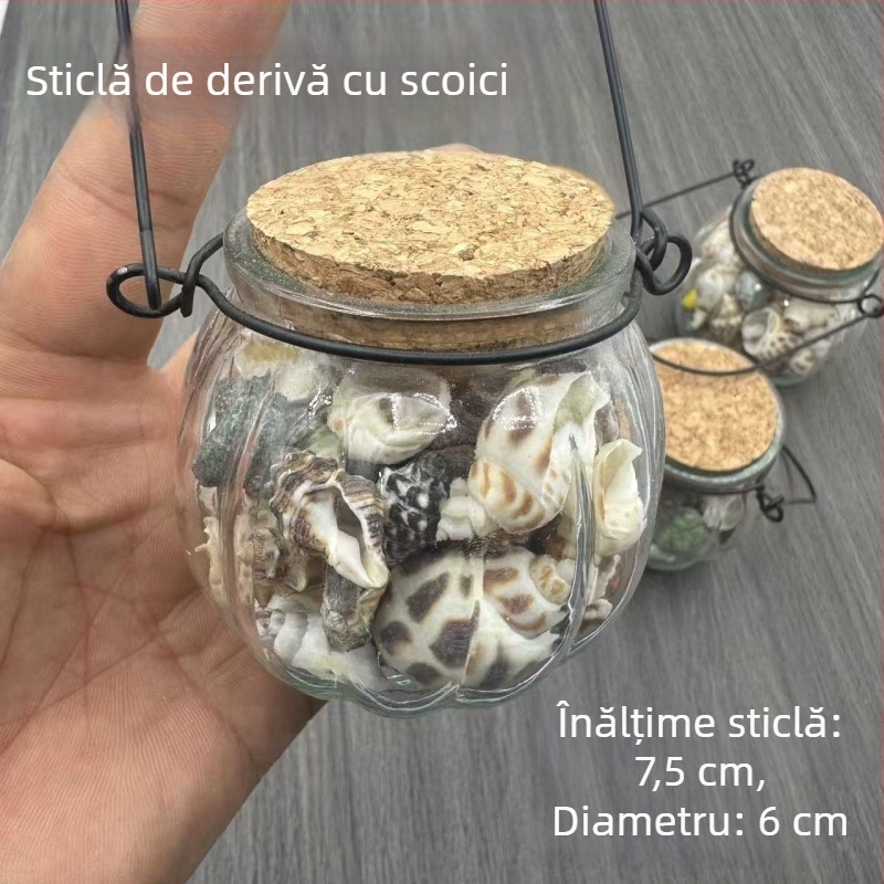 Coji naturale și cochilii – set de genți cu sticlă plutitoare pentru meșteșuguri și decor mediteranean