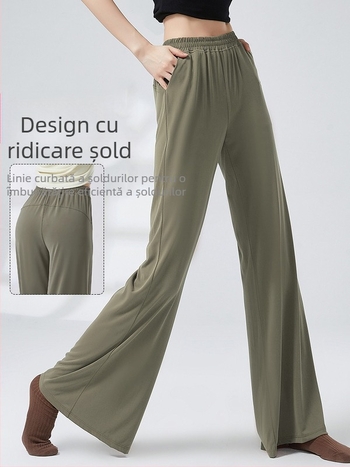 Pantaloni de dans pentru femei adulte, mărime plus, croială largă, pentru dans clasic, etnic și modern