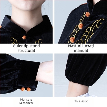 Îmbrăcăminte Taiji unisex din catifea, iarnă, groasă și caldă pentru practică