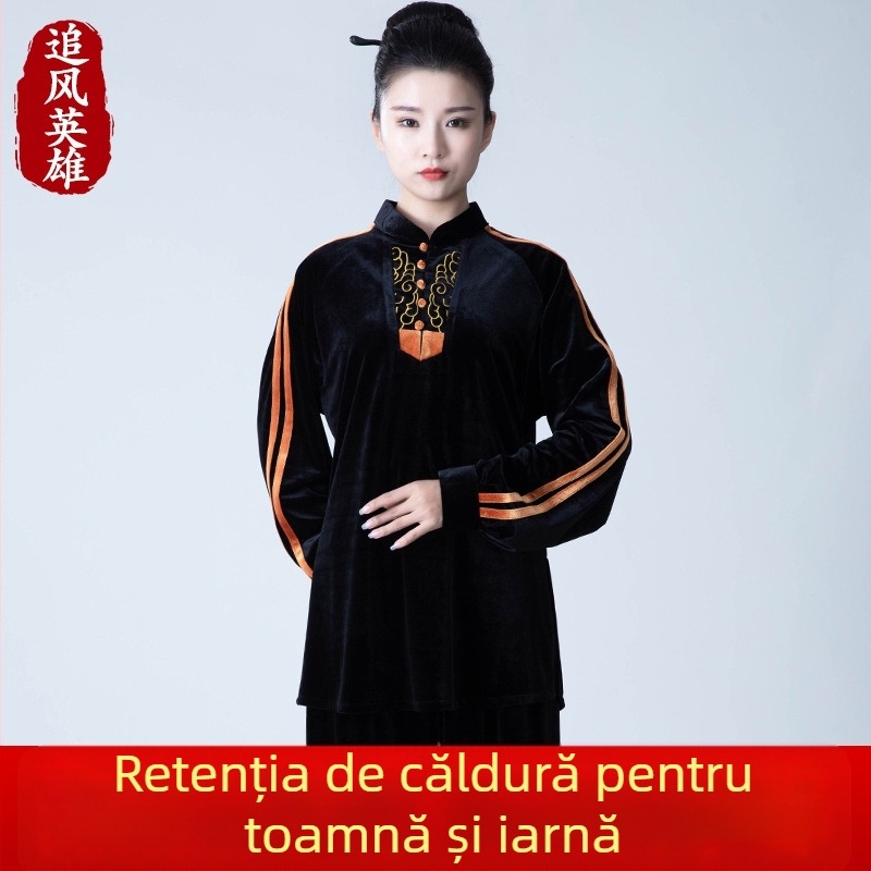 Îmbrăcăminte Taiji unisex din catifea, iarnă, groasă și caldă pentru practică