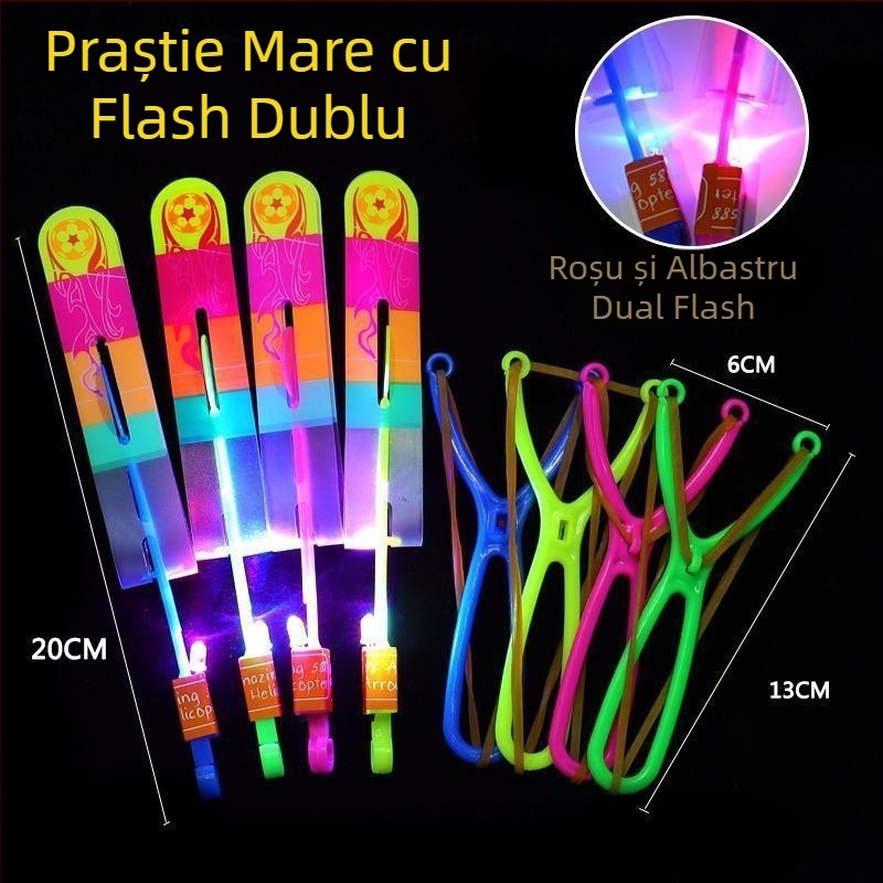 Praștie luminoasă pentru copii cu săgeți zburătoare și sabie zburătoare