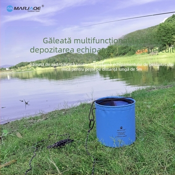 Găleată pliabilă de apă pentru pescuit, găleată pentru pești vii, cutie de pescuit pentru exterior, găleată multifuncțională de depozitare a uneltelor de pescuit cu frânghie de 5 m