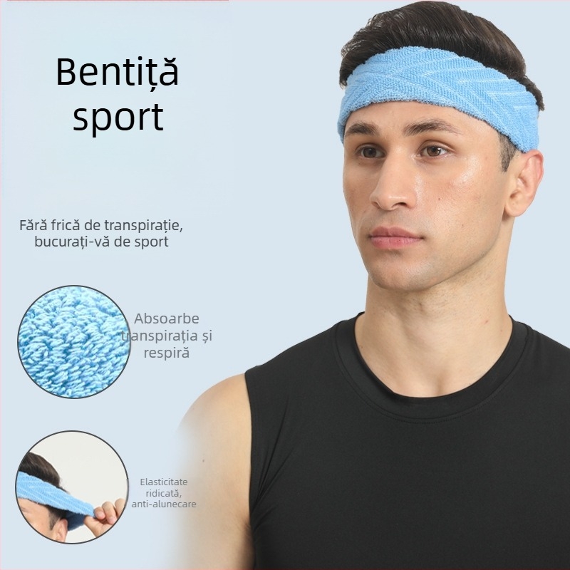 Bandă de cap din prosop, absorbantă la transpirație, respirabilă, elastică, pentru alergare, yoga, baschet și badminton