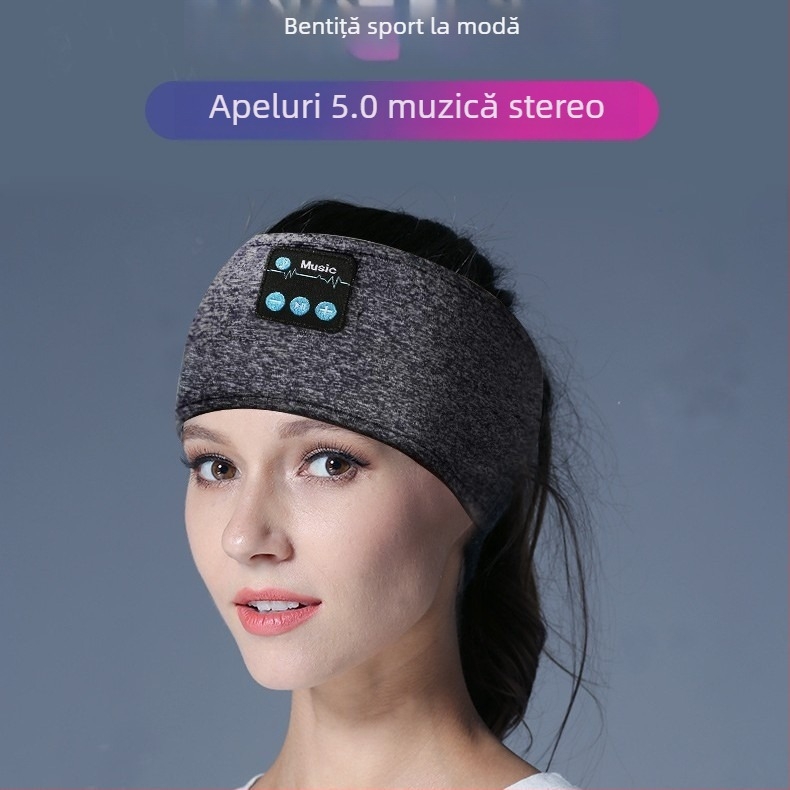 Banda pentru cap Bluetooth 5.0 pentru alergare și yoga, cu absorbție a transpirației