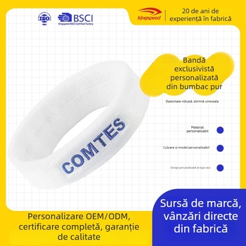 Bandă de transpirație din bumbac alb pentru cap, pentru sport și fitness