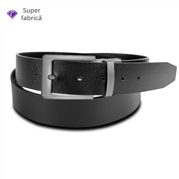 Centură din piele pentru bărbați, cataramă cu pin, dublă față, universală, potrivită pentru ținute casual pentru tineri și bărbați de vârsta mijlocie